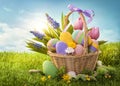 Basket with easter eggs