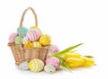 Basket with easter eggs Royalty Free Stock Photo