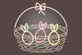 Basket with Easter eggs and bow.