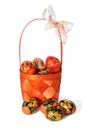 Basket with Easter eggs painted in style Khokhloma