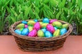 Basket of Easter eggs with thrush