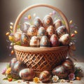 Basket Easter Eggs Ukrainian Pysanka Salvation Sacrifice Crucifixion Jesus Sunday Risen Sunrise AI Generated