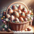 Basket Easter Eggs Ukrainian Pysanka Salvation Sacrifice Crucifixion Jesus Sunday Risen Sunrise AI Generated