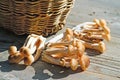 Basket with eatable mushrooms