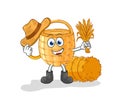 Basket farmer mascot. cartoon vector