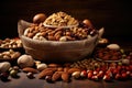 basket filled with assortment of nuts Royalty Free Stock Photo