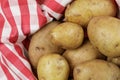 Basket filled with delicious raw Potatoes with copy space Royalty Free Stock Photo