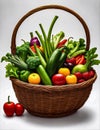 Colorful vegetables basket on white background Royalty Free Stock Photo