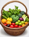 Colorful vegetables basket on white background Royalty Free Stock Photo