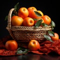 Delicious Tangerine Basket With Fresh Apple - A Mouthwatering Treat