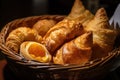 basket of flaky puff pastries and turnovers, ready to be enjoyed