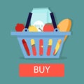Basket with food. Online purchase of food products on the Internet. Royalty Free Stock Photo