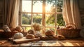 The basket of fresh bread.AI generated image Royalty Free Stock Photo