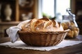 basket with fresh bread. filling the basket is enticing with its mouth-watering aroma. evokes associations with traditio