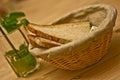 Basket of fresh bread and mint lemonade Royalty Free Stock Photo