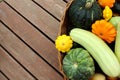 Basket with fresh harvested vegetables harvested in autumn Royalty Free Stock Photo