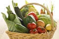 Basket with fresh organic vegetables Royalty Free Stock Photo