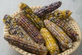 Basket with colorful gem glass corn on cob