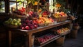 A basket of fresh, ripe, organic fruits nature healthy variation generated by AI