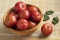 Basket with fresh sweet cherry plums Royalty Free Stock Photo