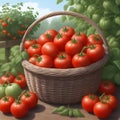 Basket of fresh tomatoes Royalty Free Stock Photo