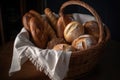 basket of freshly baked artisan breads, ready to be enjoyed Royalty Free Stock Photo