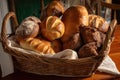 basket of freshly baked artisan breads, ready to be enjoyed