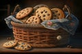 A Basket Of Freshly Baked Cookies. Generative AI Royalty Free Stock Photo