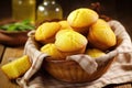 a basket of freshly baked cornbread muffins Royalty Free Stock Photo