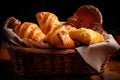 basket of freshly baked flaky puff pastries and turnovers, ready to be enjoyed