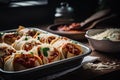 basket of freshly baked lasagna rollups, topped with melted mozzarella cheese Royalty Free Stock Photo