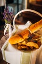 Basket with freshly baked rolls.