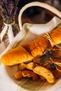 Basket with freshly baked rolls.