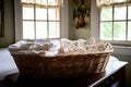 basket of freshly laundered sheets, ready for guests