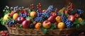 Basket of freshly picked fruit