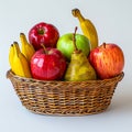 A basket of fruit with apples, bananas and pears Royalty Free Stock Photo