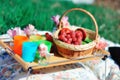 Basket with fruit and flowers