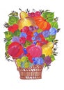 Basket fruit hand drawing Printout 1 file in format JPG A4 + 1 file PNG 300 dpi transparent background.