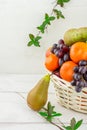 Basket of fruit on white background Royalty Free Stock Photo