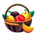 Basket with fruits. Vector illustration isolated on a white background. AI generated Royalty Free Stock Photo