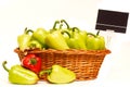 Basket full of capsicum.