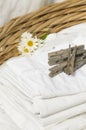 Basket full of clean freshly washed grandmother's linens