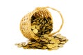 Basket full of coins isolated Royalty Free Stock Photo