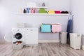 Basket Full Of Dirty Clothes In Laundry Room Royalty Free Stock Photo