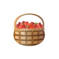 A basket full of fresh strawberries isolated on white background. Royalty Free Stock Photo