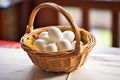 a basket full of fresh, unpasteurized eggs Royalty Free Stock Photo