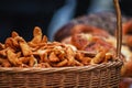 Basket full of fried dough sweets. Royalty Free Stock Photo