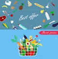 Basket full of healthy organic fresh and natural food. Royalty Free Stock Photo
