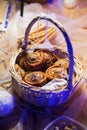Basket full of pastry for the dessert Royalty Free Stock Photo
