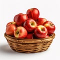 basket full of ripe red apples isolated on white background Royalty Free Stock Photo